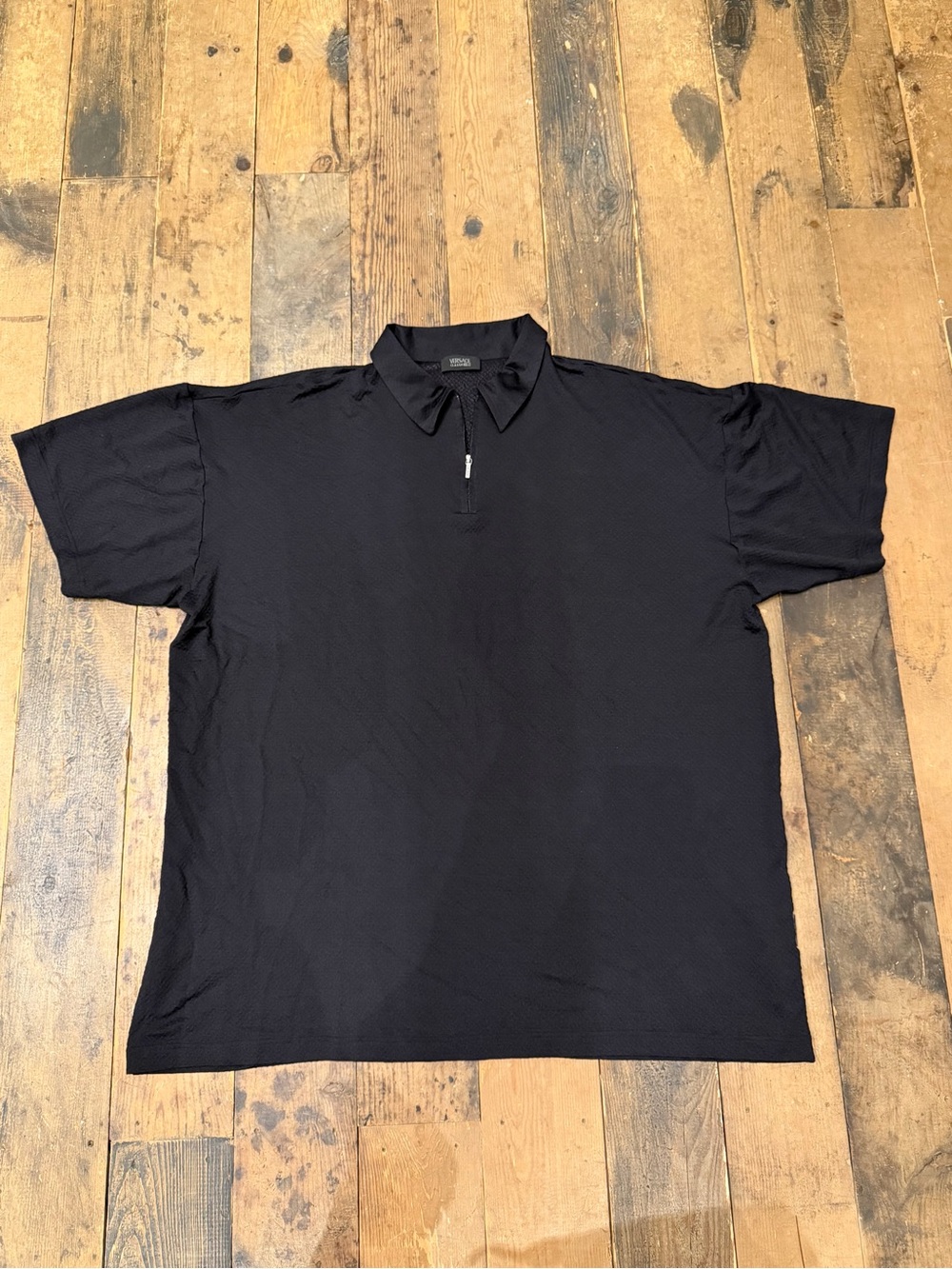 Versace Black Short-Sleeve Zip Polo